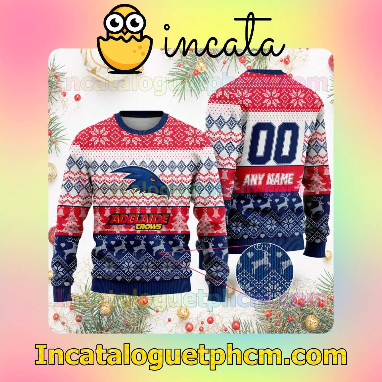  AFL Adelaide Crows Ugly Christmas Jumper Sweater
