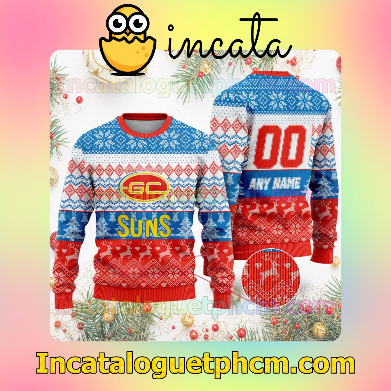 Near you AFL Gold Coast Suns Ugly Christmas Jumper Sweater