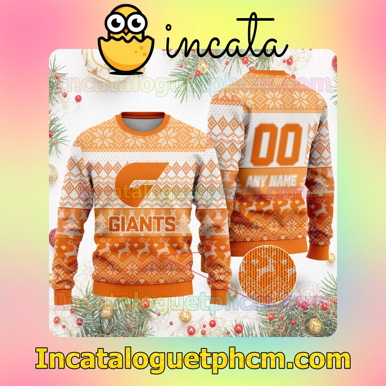 Top AFL Greater Western Sydney Giants Ugly Christmas Jumper Sweater