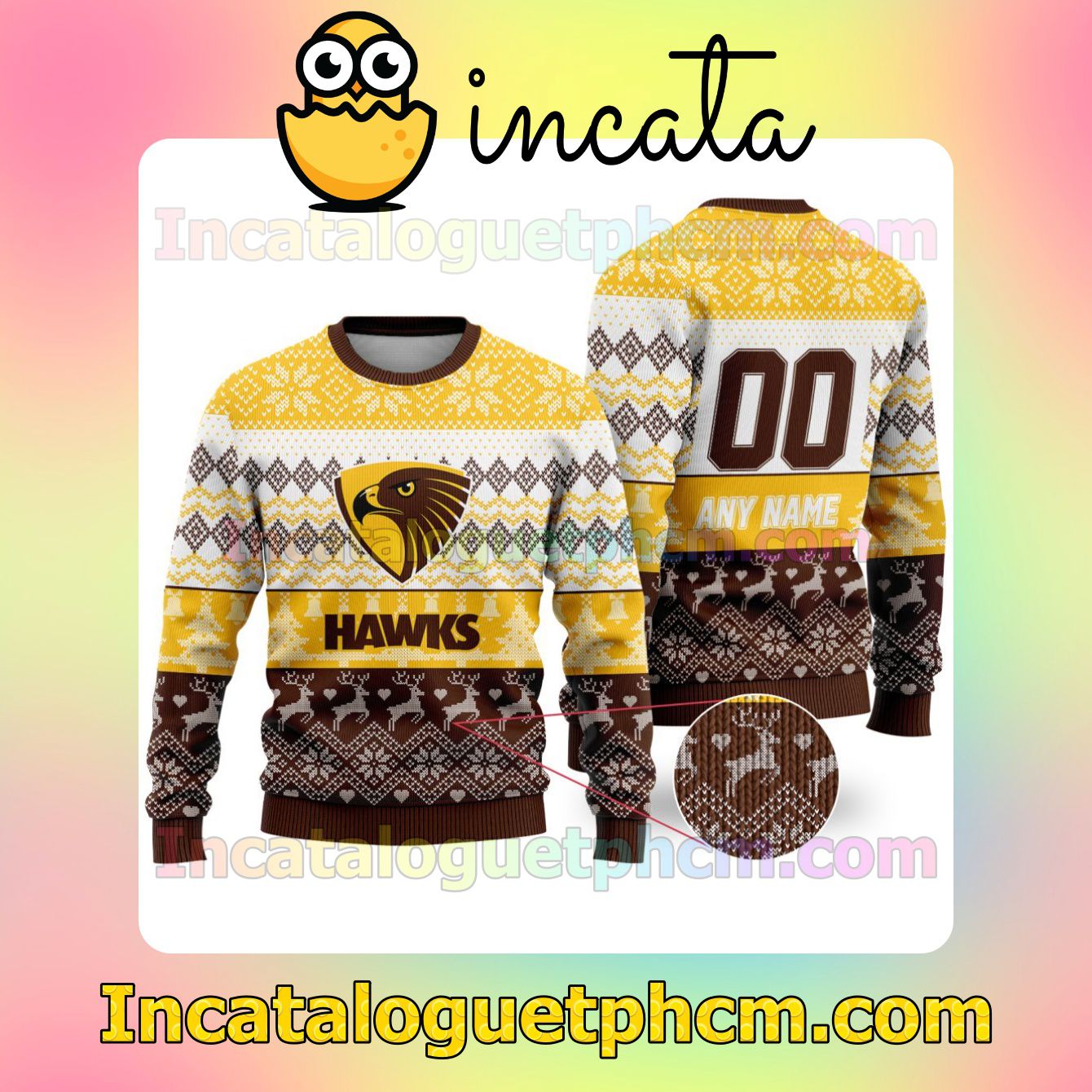 AFL Hawthorn Football Club Ugly Christmas Jumper Sweater