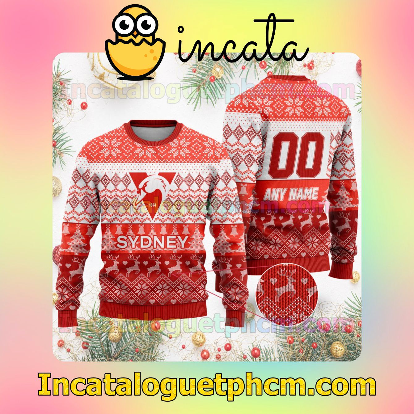 Gorgeous AFL Sydney Swans Ugly Christmas Jumper Sweater