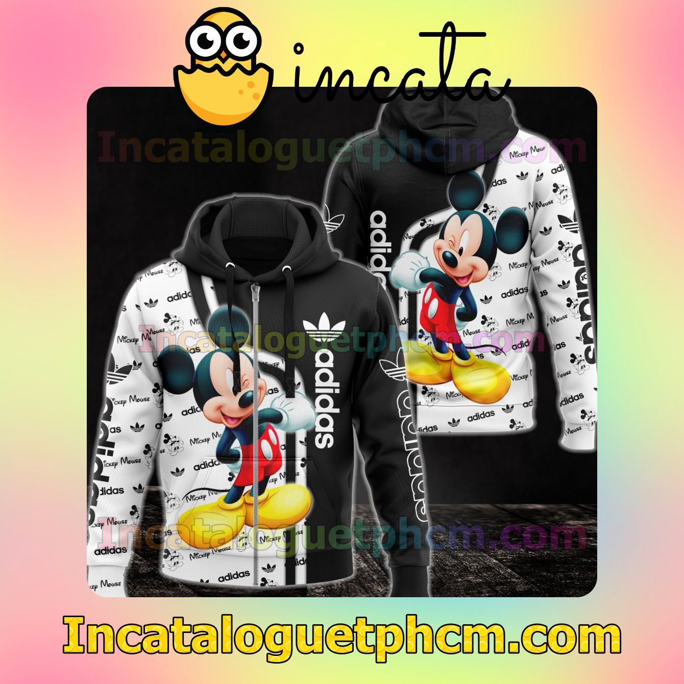 Adidas With Mickey Mouse Long Sleeve Jacket Mens Hoodie
