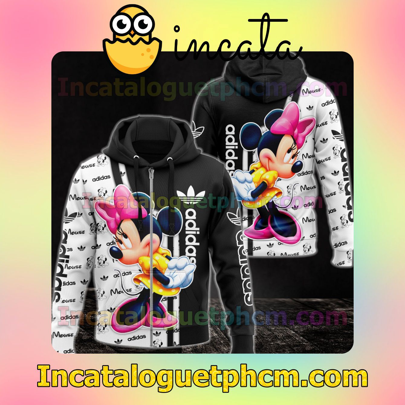Adidas With Minnie Mouse Long Sleeve Jacket Mens Hoodie