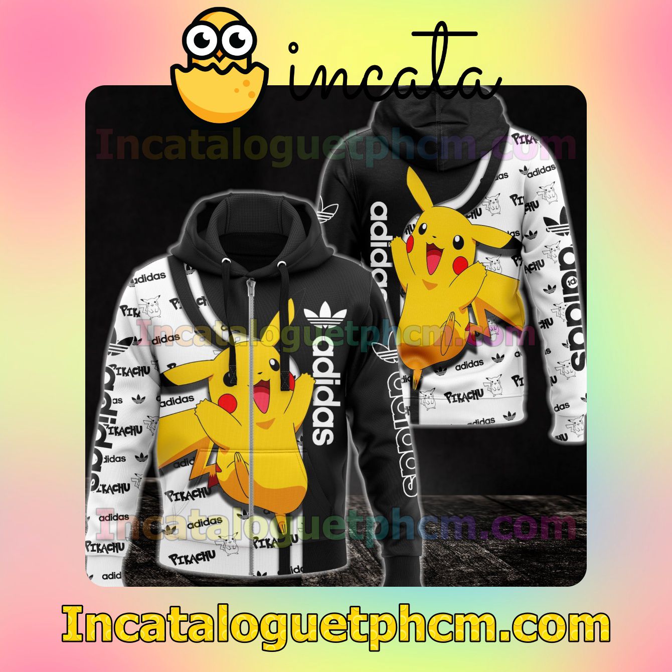 Adidas With Pikachu Long Sleeve Jacket Mens Hoodie