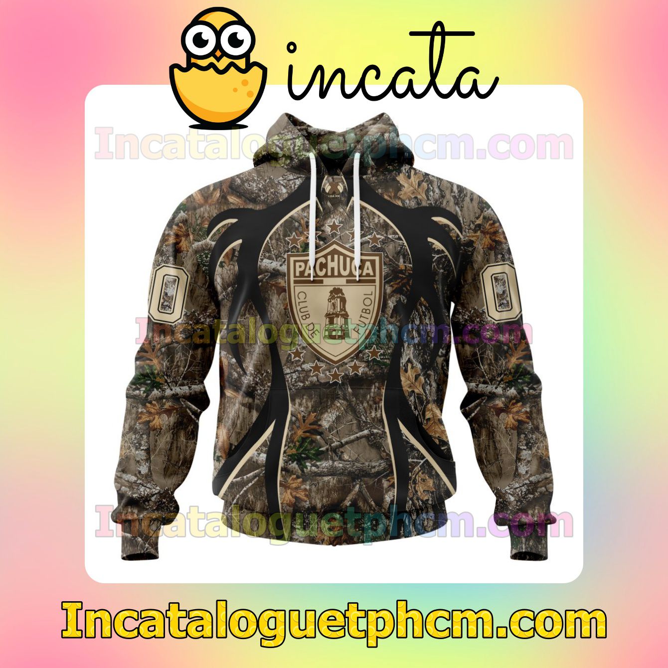 Customized LIGA MX C.F. Pachuca Hunting Camo Mens Camouflage Hooded Adult Hoodies