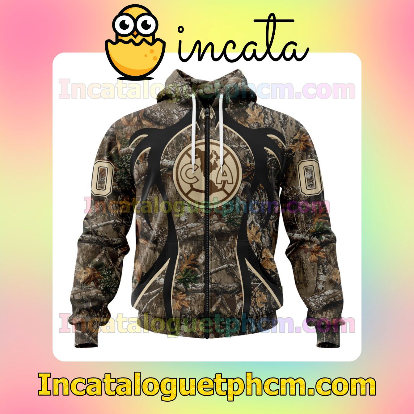 Handmade Customized LIGA MX Club América Hunting Camo Mens Camouflage Hooded Adult Hoodies