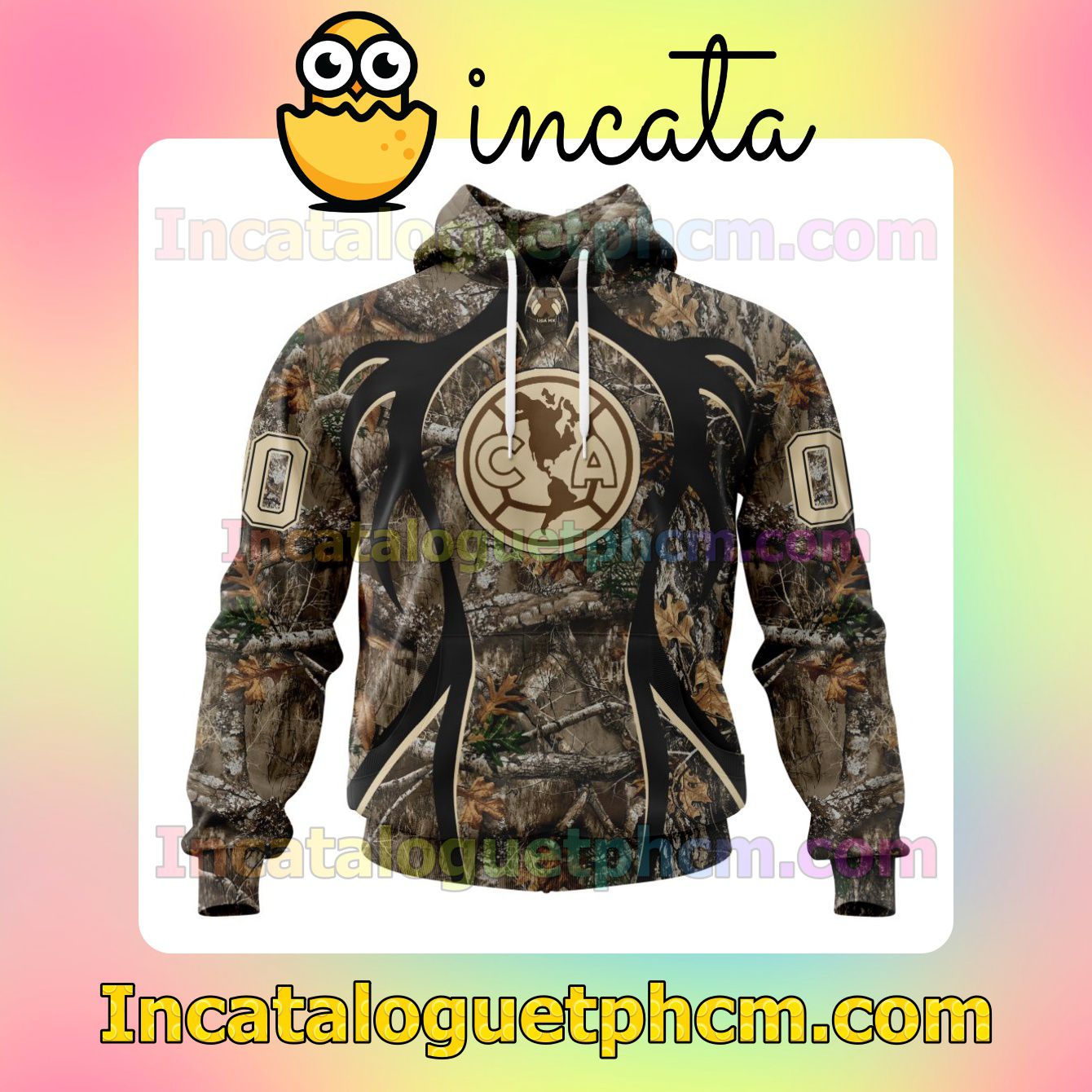 Customized LIGA MX Club América Hunting Camo Mens Camouflage Hooded Adult Hoodies