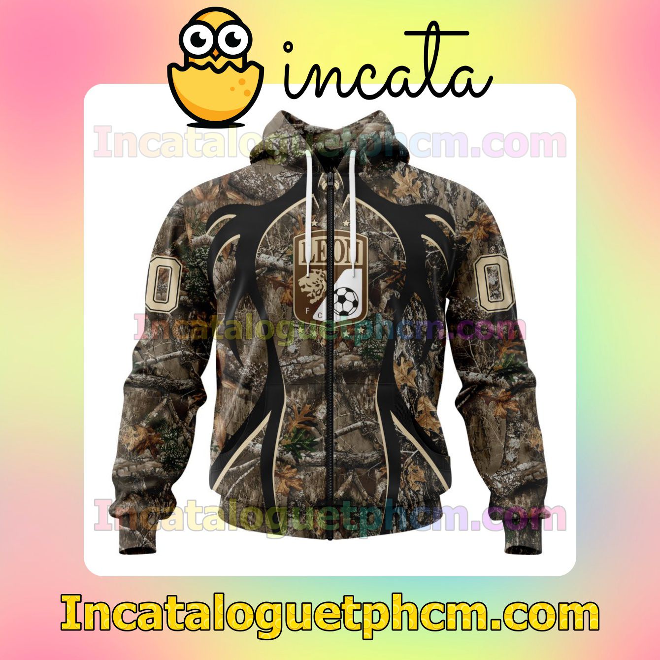 Free Customized LIGA MX Club León Hunting Camo Mens Camouflage Hooded Adult Hoodies