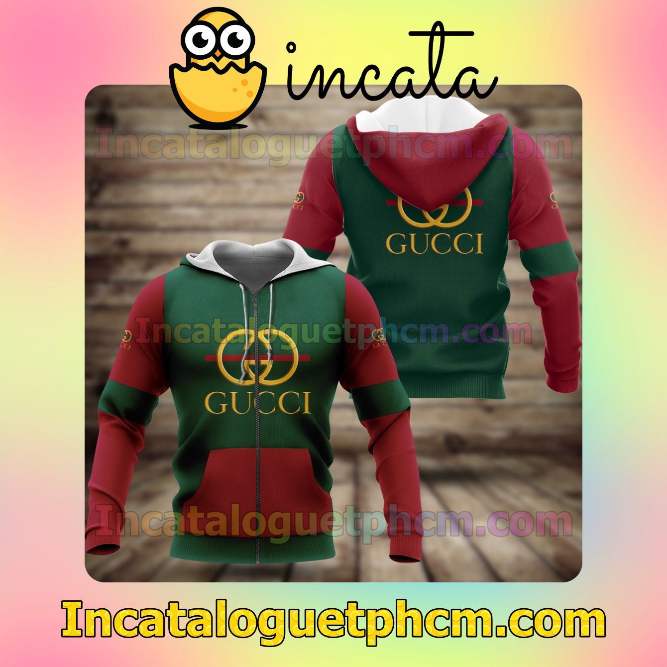Gucci Green And Red Long Sleeve Jacket Mens Hoodie