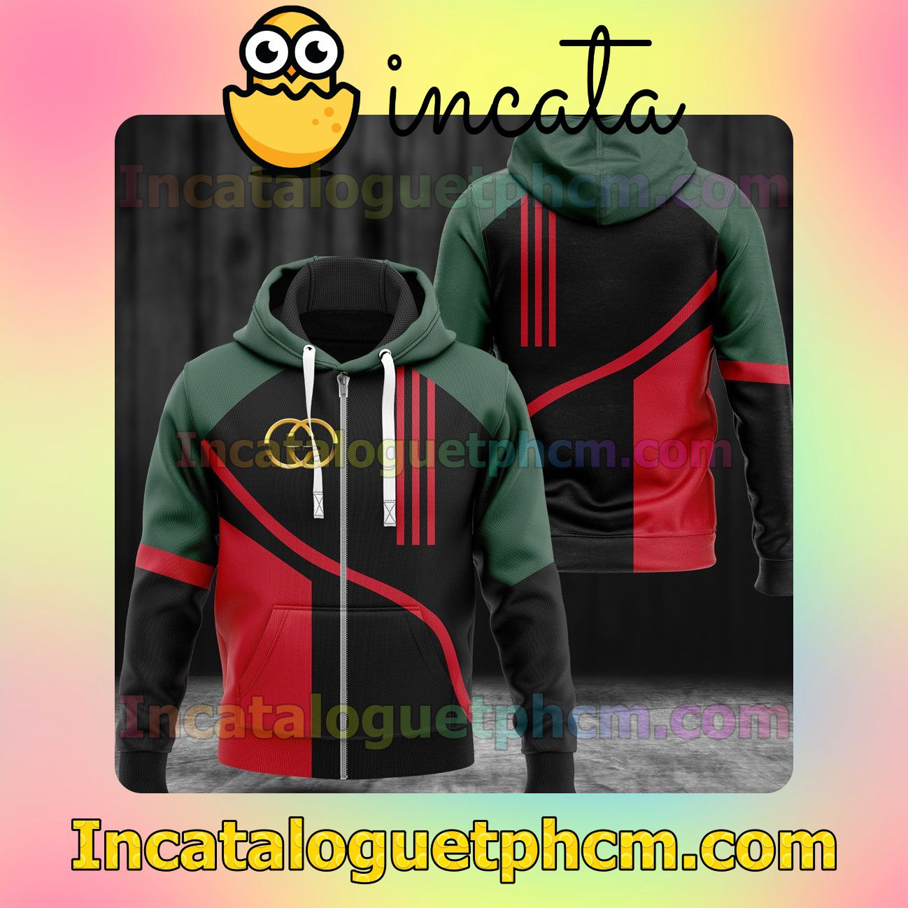 Gucci Stripe Curve Mix Three Basic Color Long Sleeve Jacket Mens Hoodie