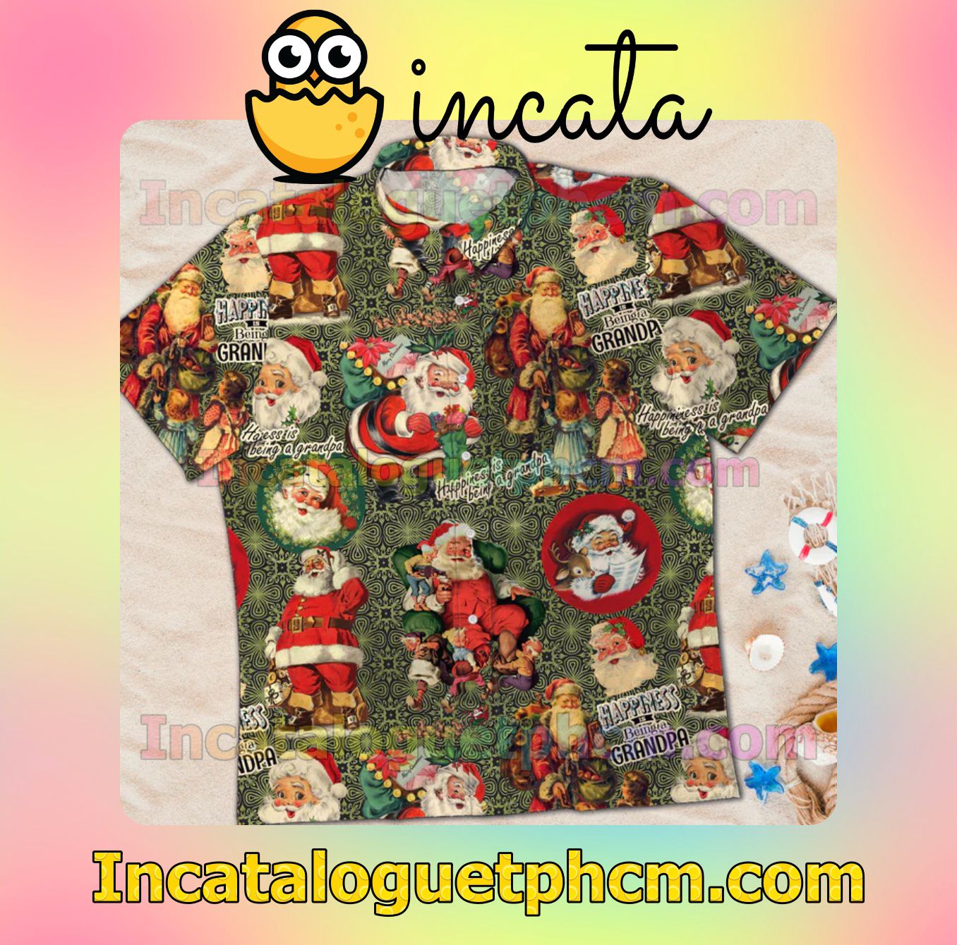 eBay Happiness Is Being A Grandpa Santa Claus Christmas Xmas Men Short Sleeve Shirt