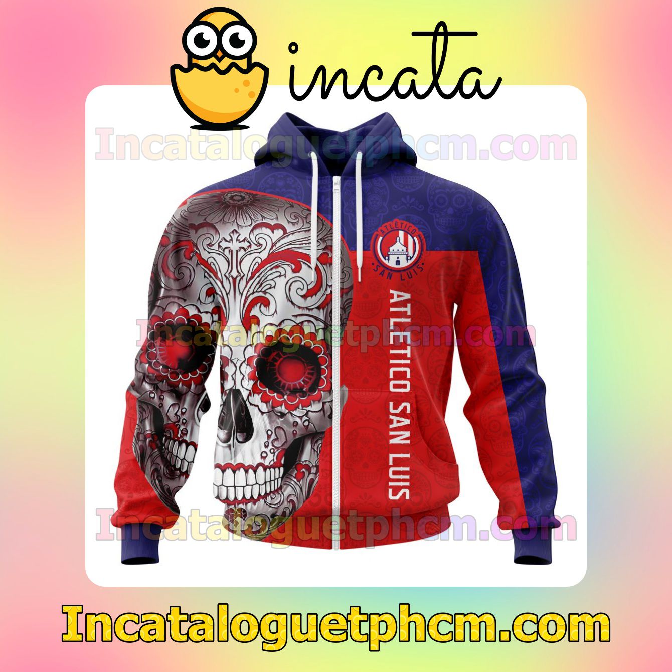  LIGA MX Atletico San Luis Sugar Skull For Dia De Muertos Customized Jersey Hoodie, Unisex Tee