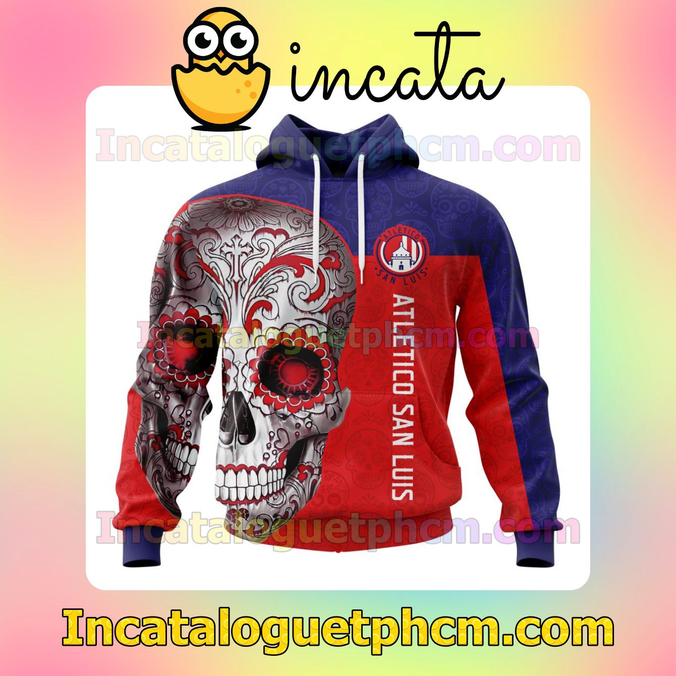 LIGA MX Atletico San Luis Sugar Skull For Dia De Muertos Customized Jersey Hoodie, Unisex Tee