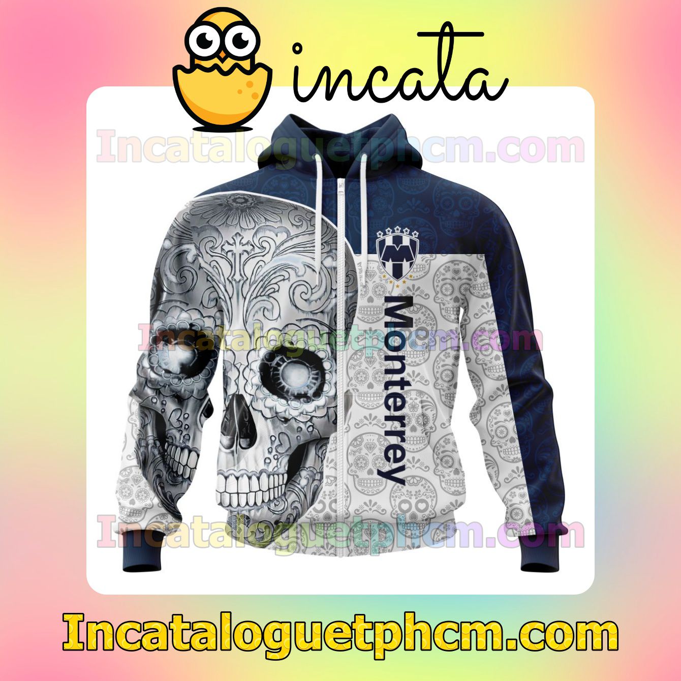 Excellent LIGA MX C.F. Monterrey Sugar Skull For Dia De Muertos Customized Jersey Hoodie, Unisex Tee