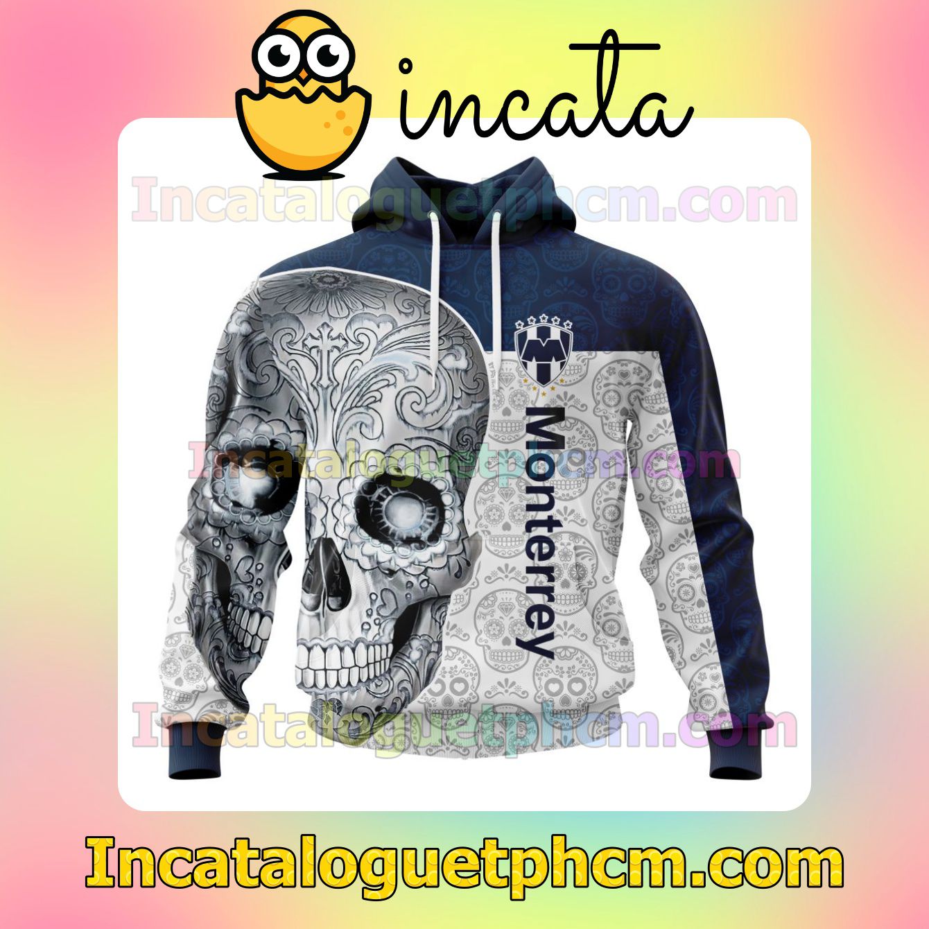 LIGA MX C.F. Monterrey Sugar Skull For Dia De Muertos Customized Jersey Hoodie, Unisex Tee