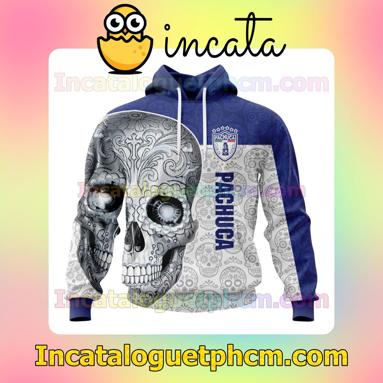 LIGA MX C.F. Pachuca Sugar Skull For Dia De Muertos Customized Jersey Hoodie, Unisex Tee