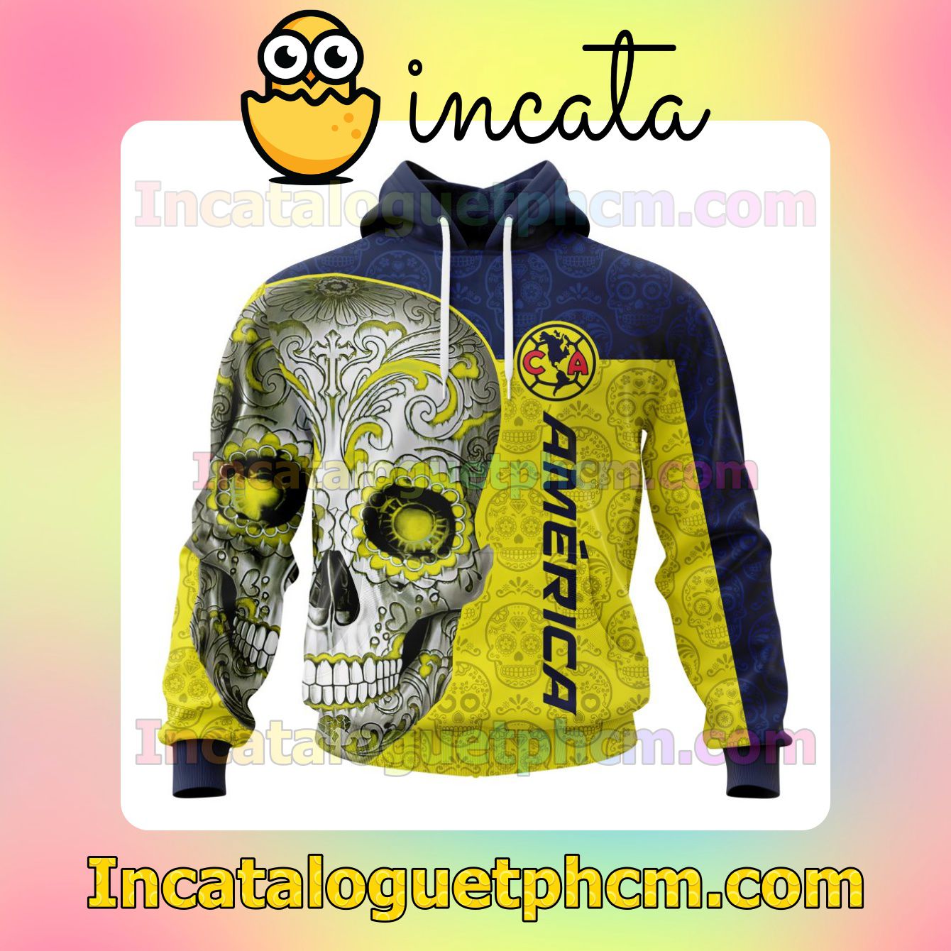 LIGA MX Club America Sugar Skull For Dia De Muertos Customized Jersey Hoodie, Unisex Tee