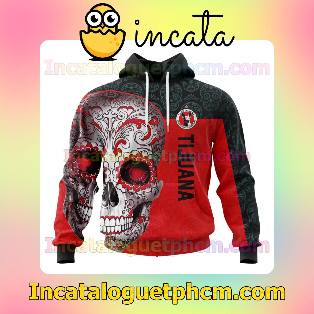 LIGA MX Club Tijuana Sugar Skull For Dia De Muertos Customized Jersey Hoodie, Unisex Tee