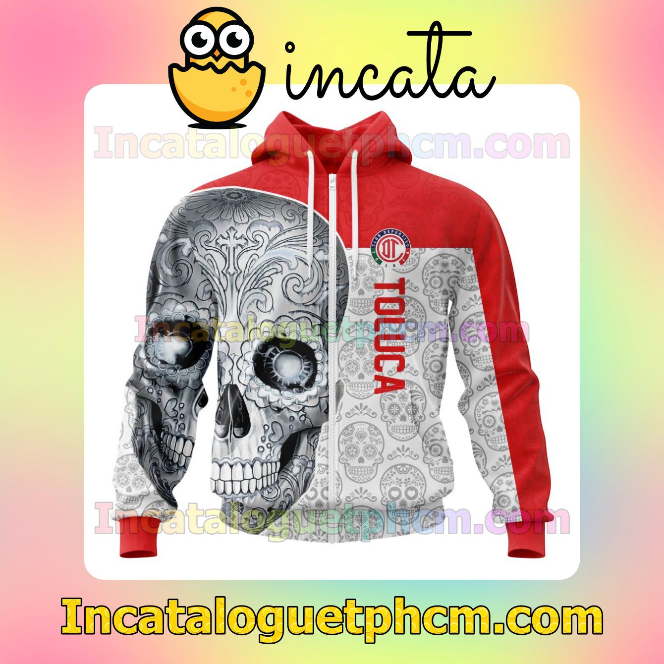Only For Fan LIGA MX Deportivo Toluca Sugar Skull For Dia De Muertos Customized Jersey Hoodie, Unisex Tee