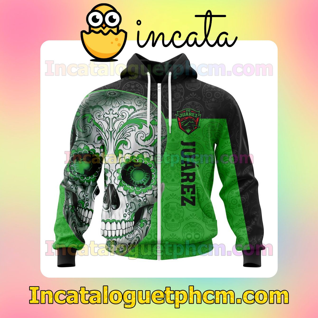 Top Rated LIGA MX FC Juarez Sugar Skull For Dia De Muertos Customized Jersey Hoodie, Unisex Tee
