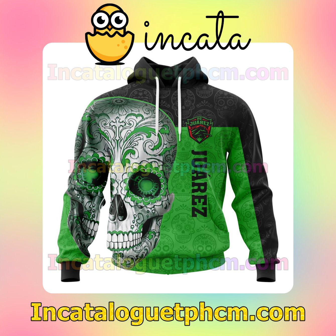 LIGA MX FC Juarez Sugar Skull For Dia De Muertos Customized Jersey Hoodie, Unisex Tee