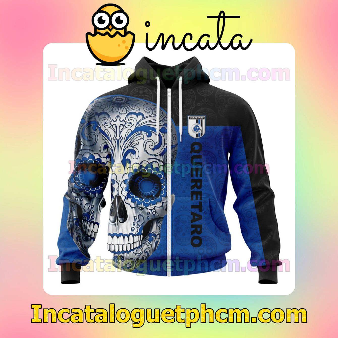 Where To Buy LIGA MX Queretaro F.C Sugar Skull For Dia De Muertos Customized Jersey Hoodie, Unisex Tee