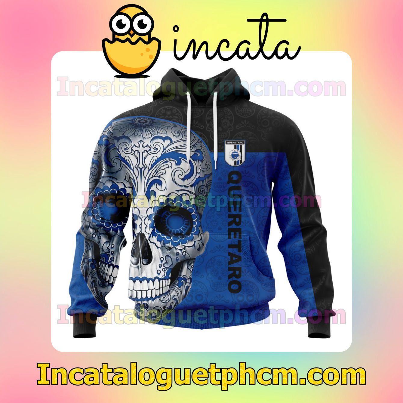 LIGA MX Queretaro F.C Sugar Skull For Dia De Muertos Customized Jersey Hoodie, Unisex Tee