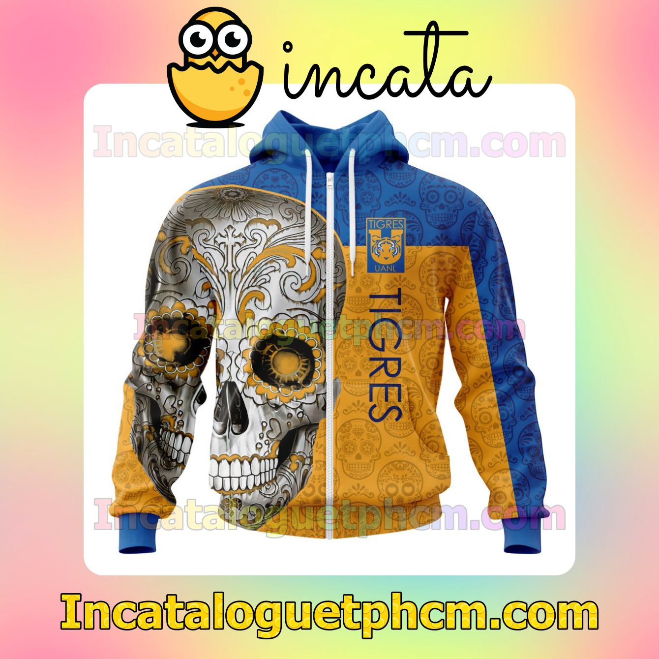 Limited Edition LIGA MX Tigres UANL Sugar Skull For Dia De Muertos Customized Jersey Hoodie, Unisex Tee