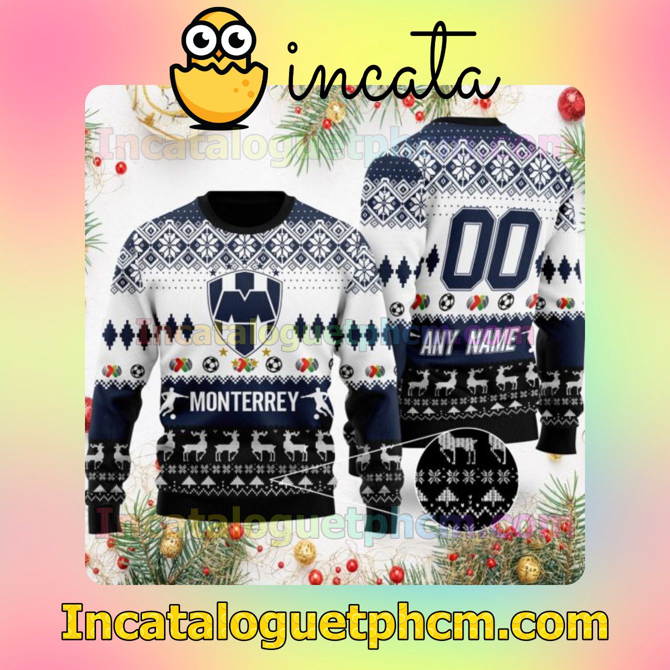 Liga MX C.F. Monterrey Ugly Christmas Jumper Sweater