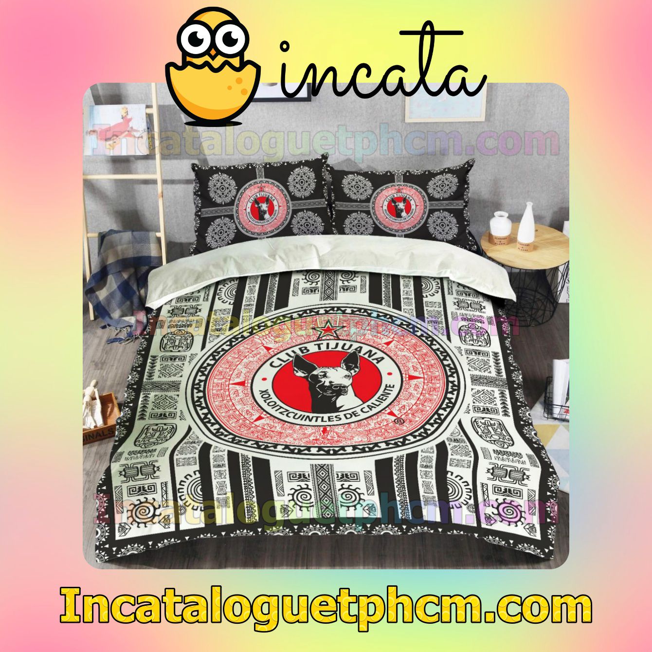 Liga MX Club Tijuana Aztec Vignette Quilt Bedding Set