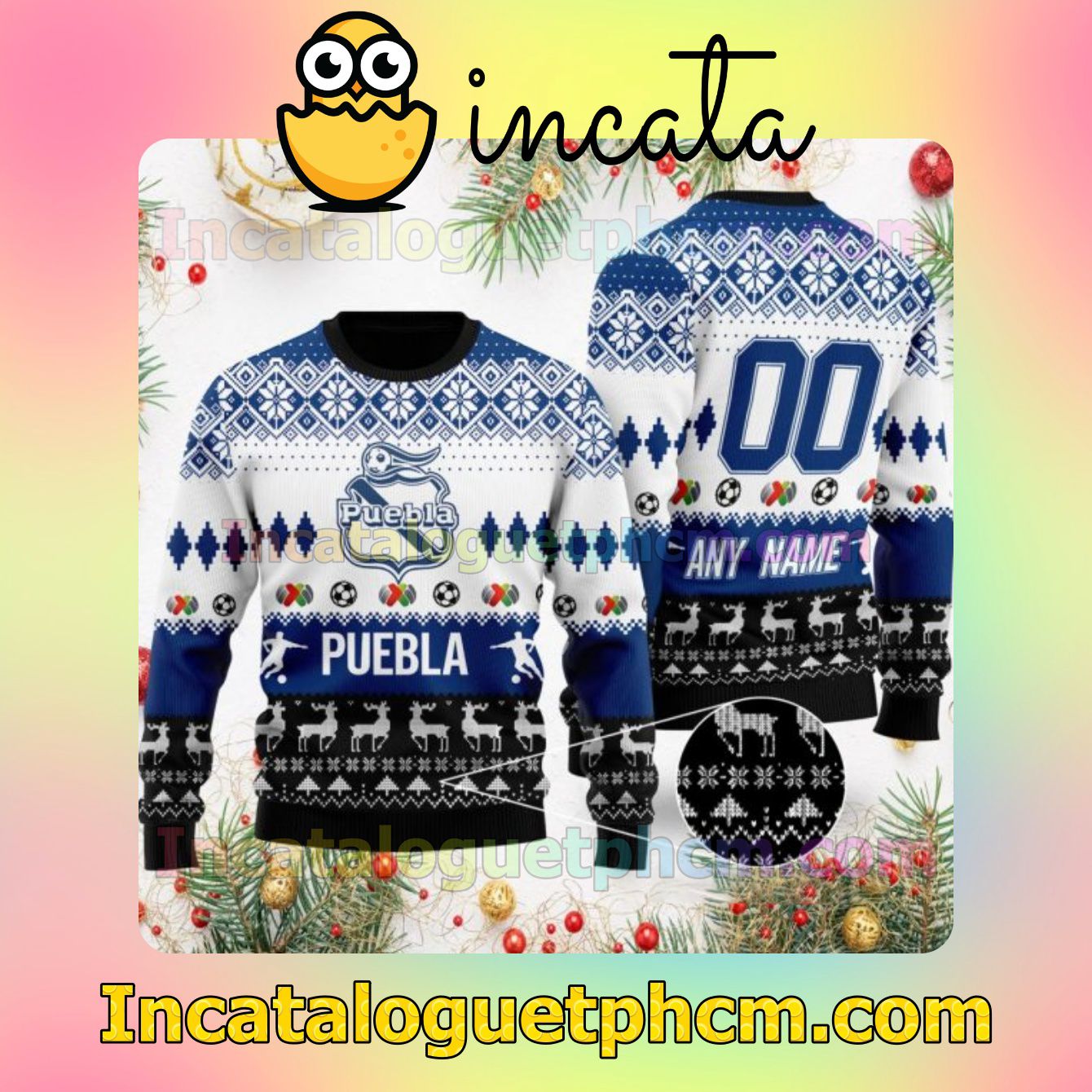 Liga MX Puebla FC Ugly Christmas Jumper Sweater