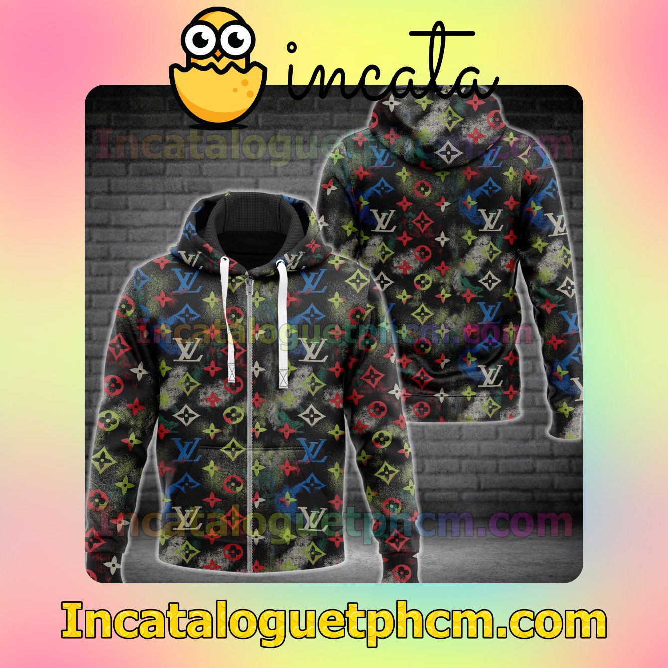 Louis Vuitton Positive Colorful Abstract Long Sleeve Jacket Mens Hoodie