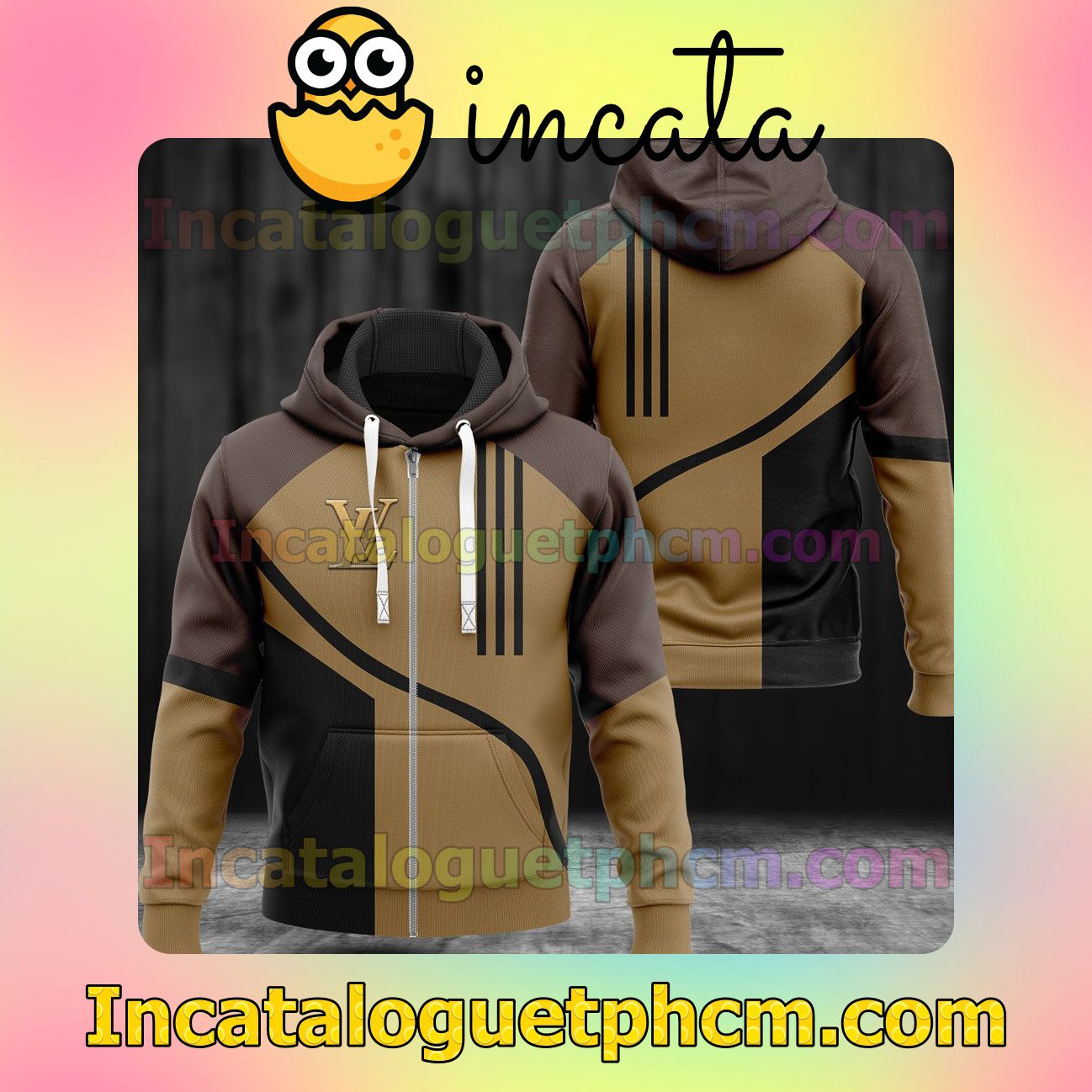 The cheapest Louis Vuitton Stripe Curve Mix Three Basic Color Long Sleeve Jacket Mens Hoodie