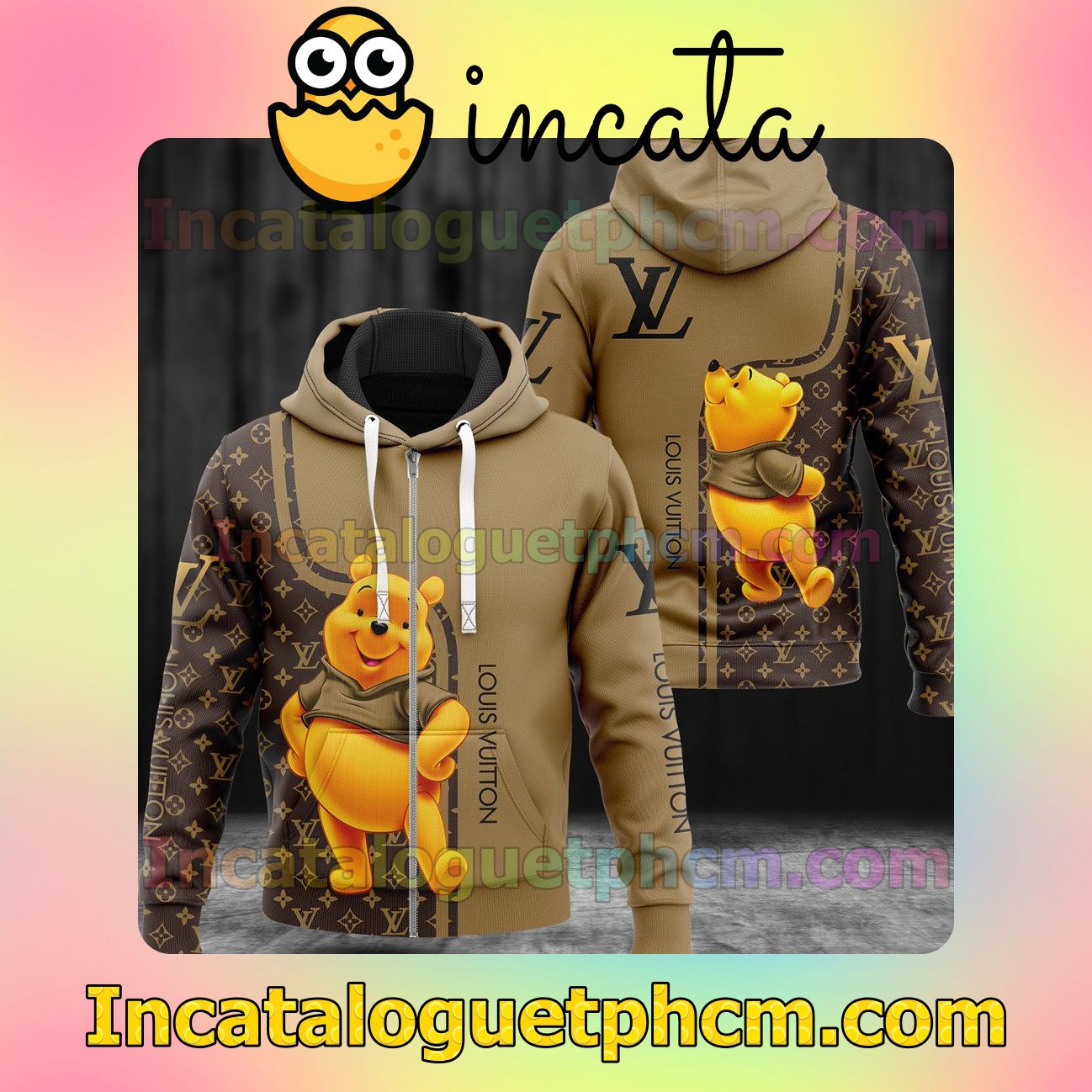 Etsy Louis Vuitton Winnie The Pooh Monogram Mix Brown Long Sleeve Jacket Mens Hoodie
