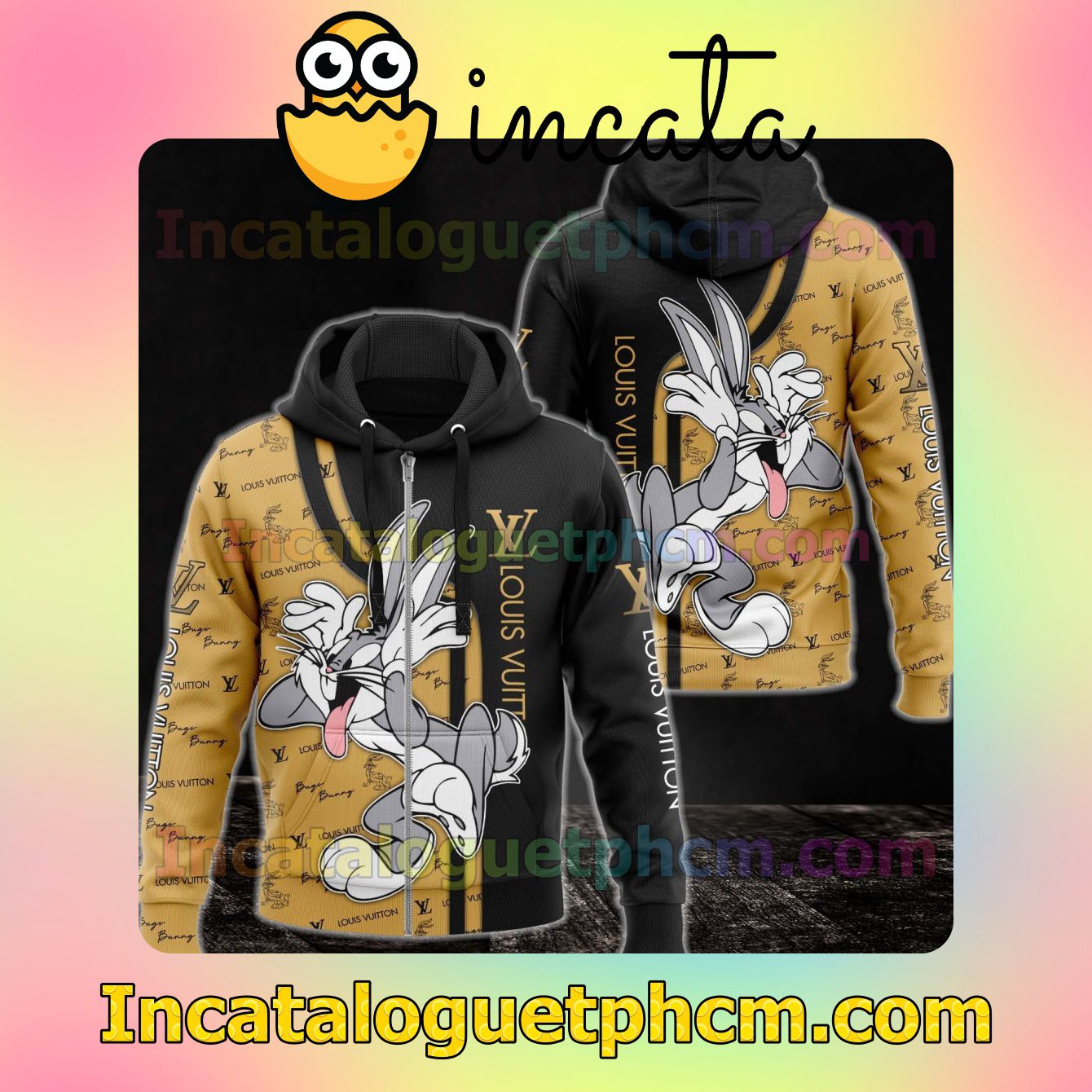 Excellent Louis Vuitton With Bugs Bunny Long Sleeve Jacket Mens Hoodie
