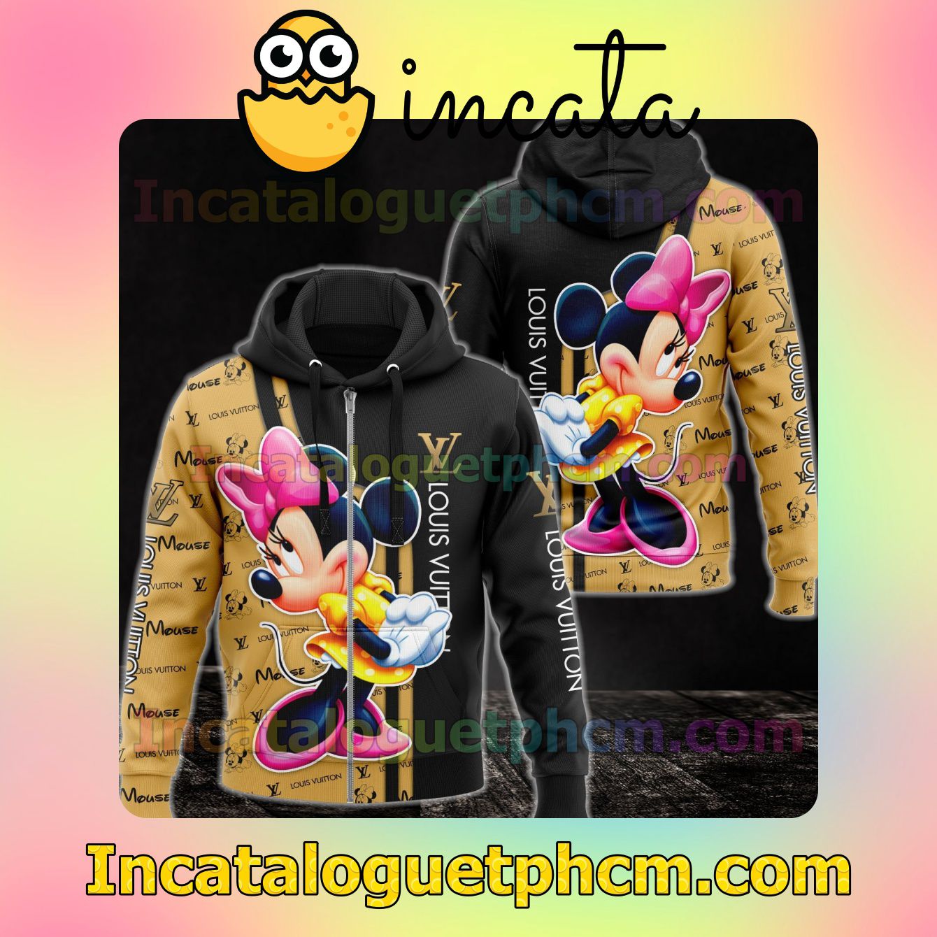 Funny Tee Louis Vuitton With Minnie Mouse Long Sleeve Jacket Mens Hoodie