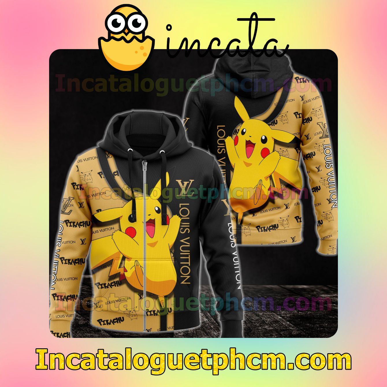 Louis Vuitton With Pikachu Long Sleeve Jacket Mens Hoodie