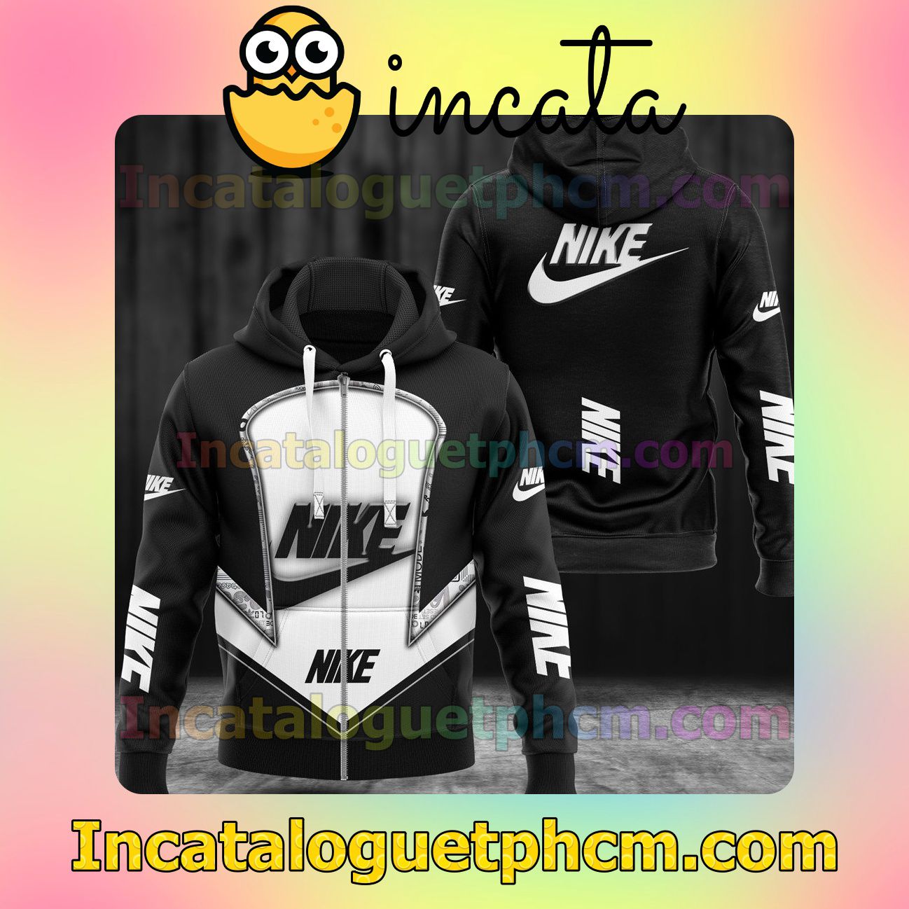Great artwork! Luxury Nike With Logo Center Black Long Sleeve Jacket Mens Hoodie