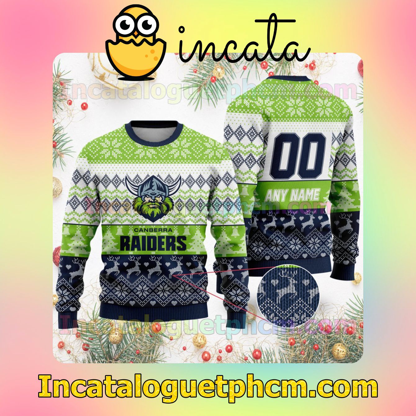 Amazon NRL Canberra Raiders Ugly Christmas Jumper Sweater