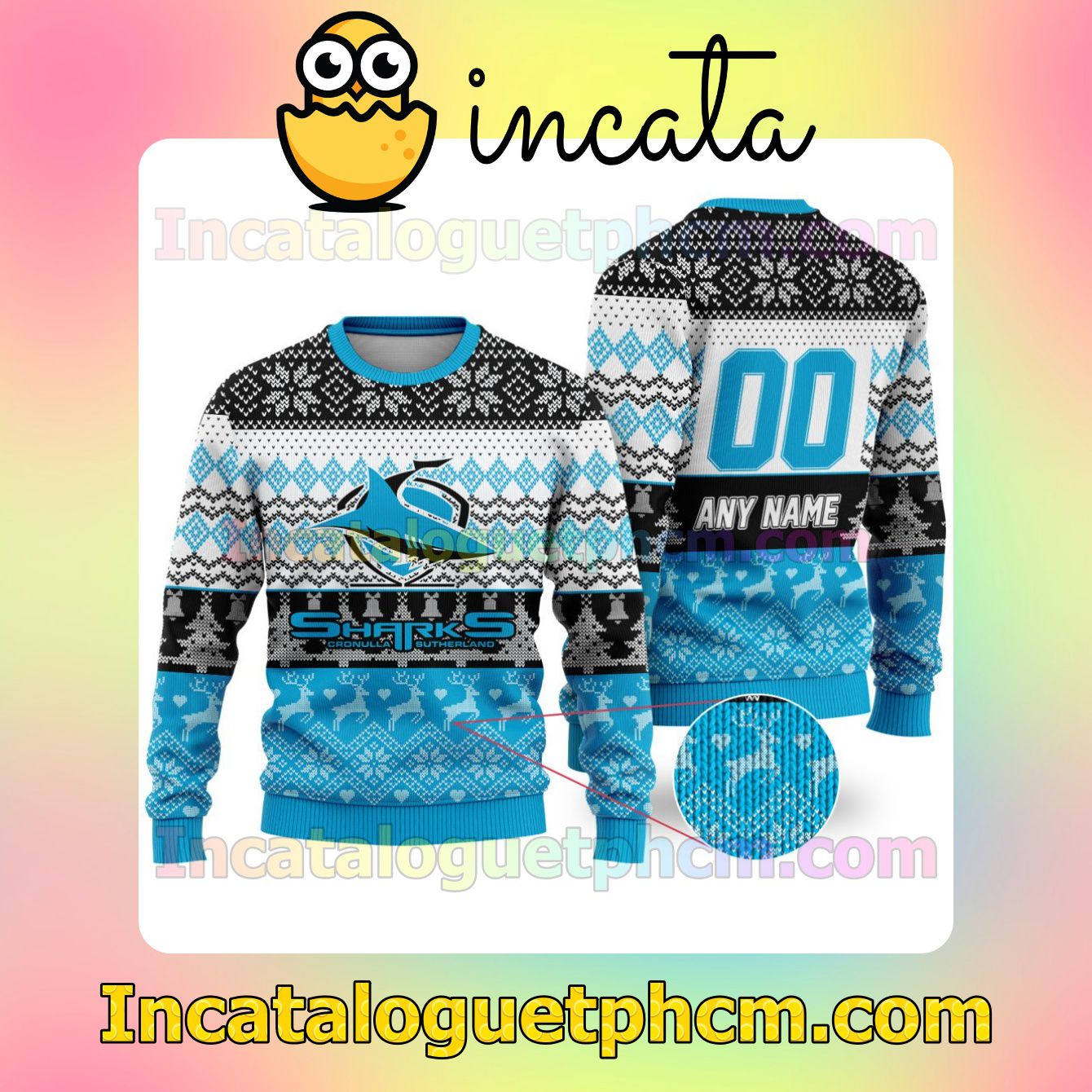 NRL Cronulla-Sutherland Sharks Ugly Christmas Jumper Sweater