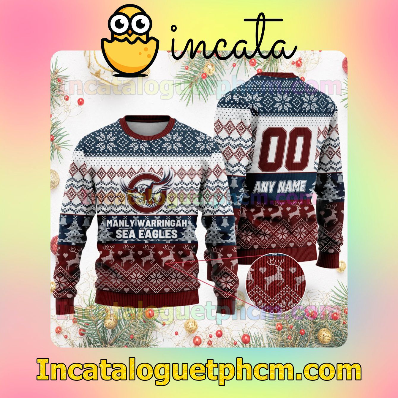Wonderful NRL Manly Warringah Sea Eagles Ugly Christmas Jumper Sweater