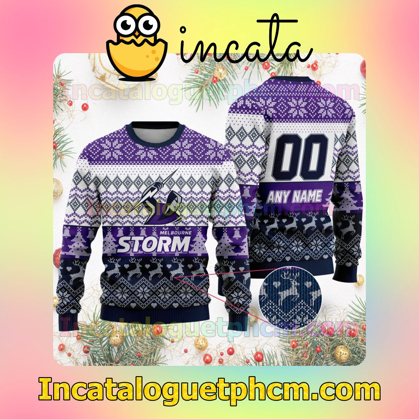 Unisex NRL Melbourne Storm Ugly Christmas Jumper Sweater