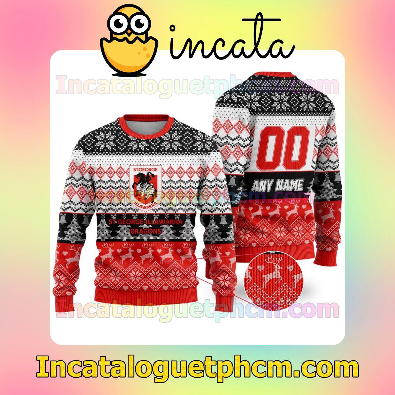 NRL St. George Illawarra Dragons Ugly Christmas Jumper Sweater