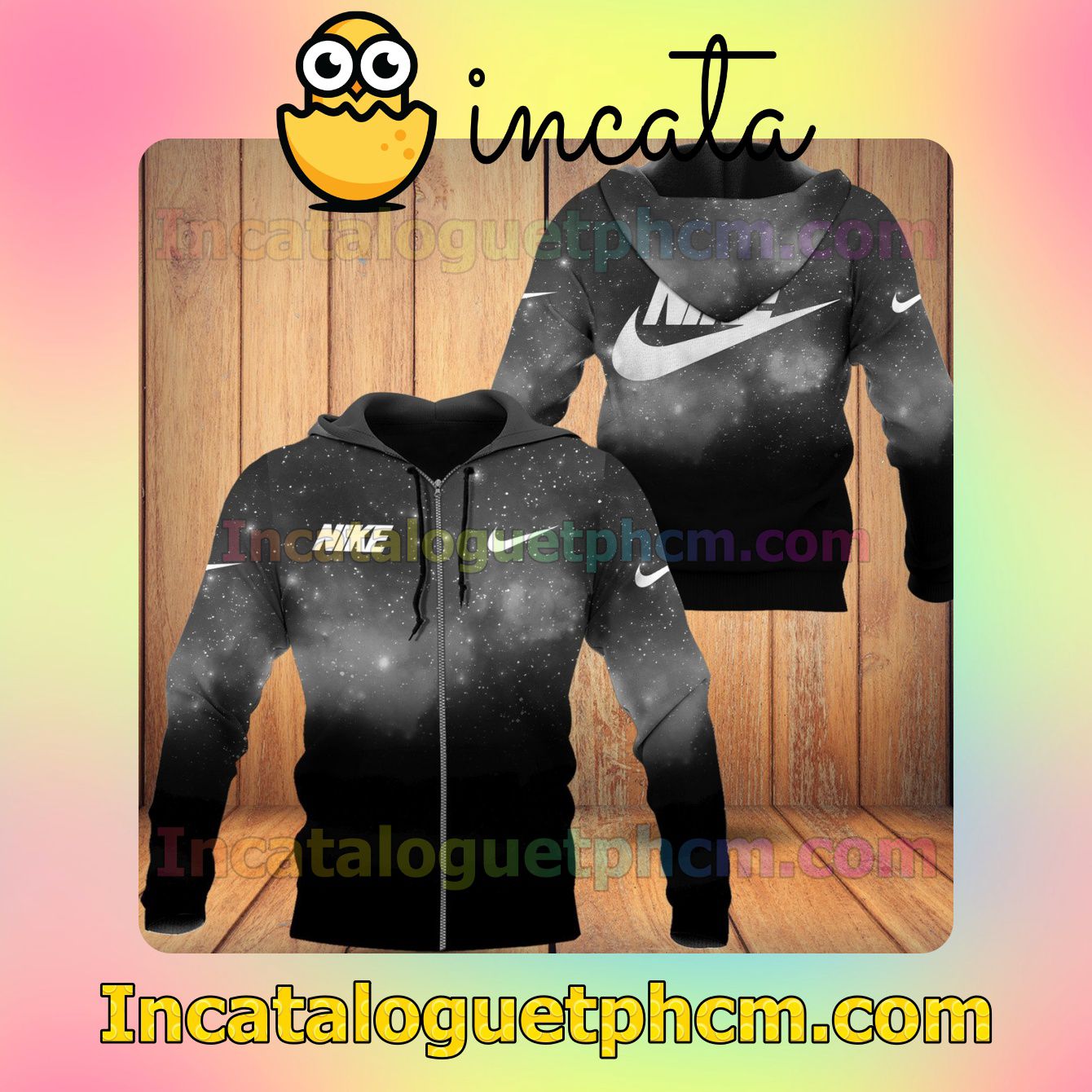 Nike Black And Grey Galaxy Gradient Long Sleeve Jacket Mens Hoodie