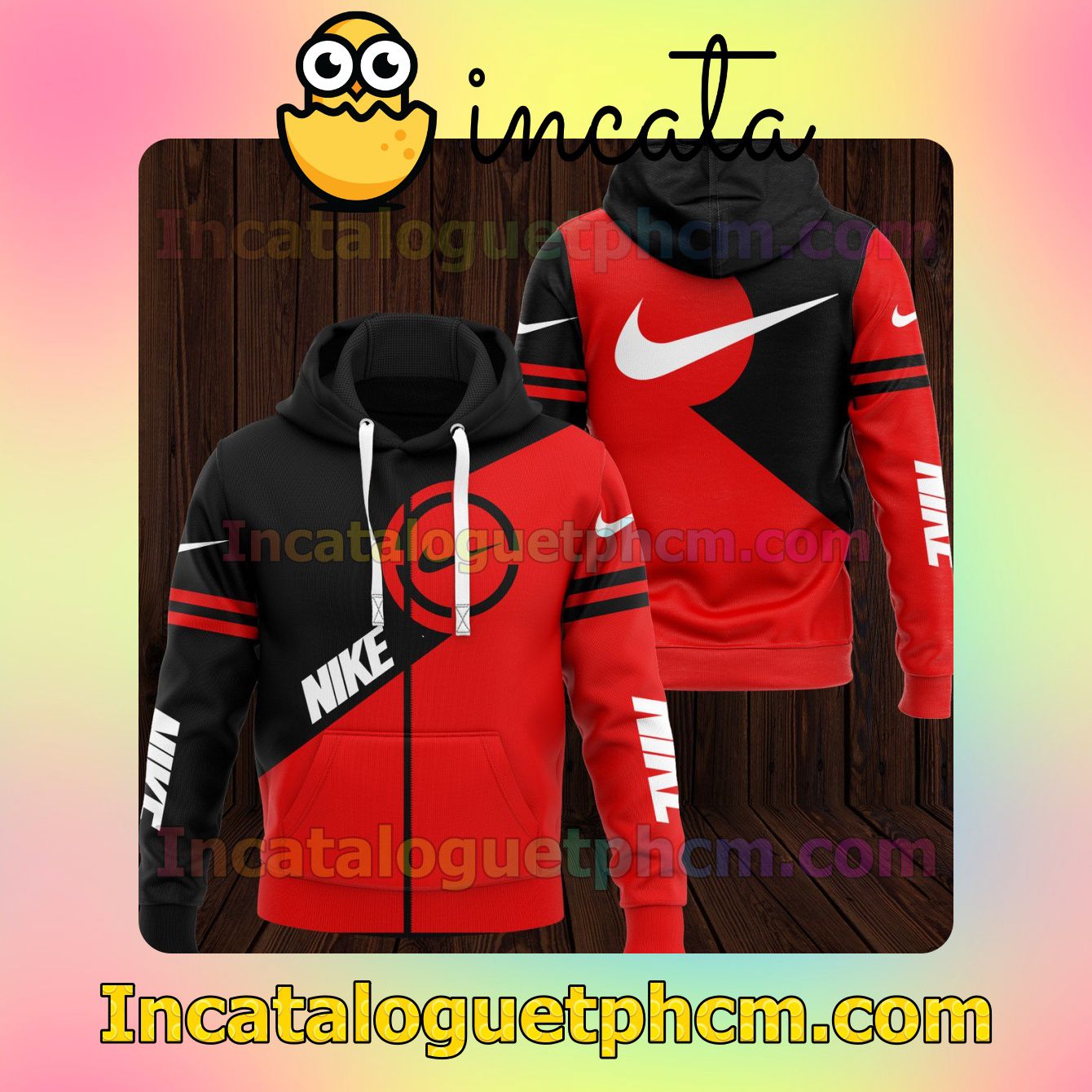 Limited Edition Nike Black And Red Long Sleeve Jacket Mens Hoodie