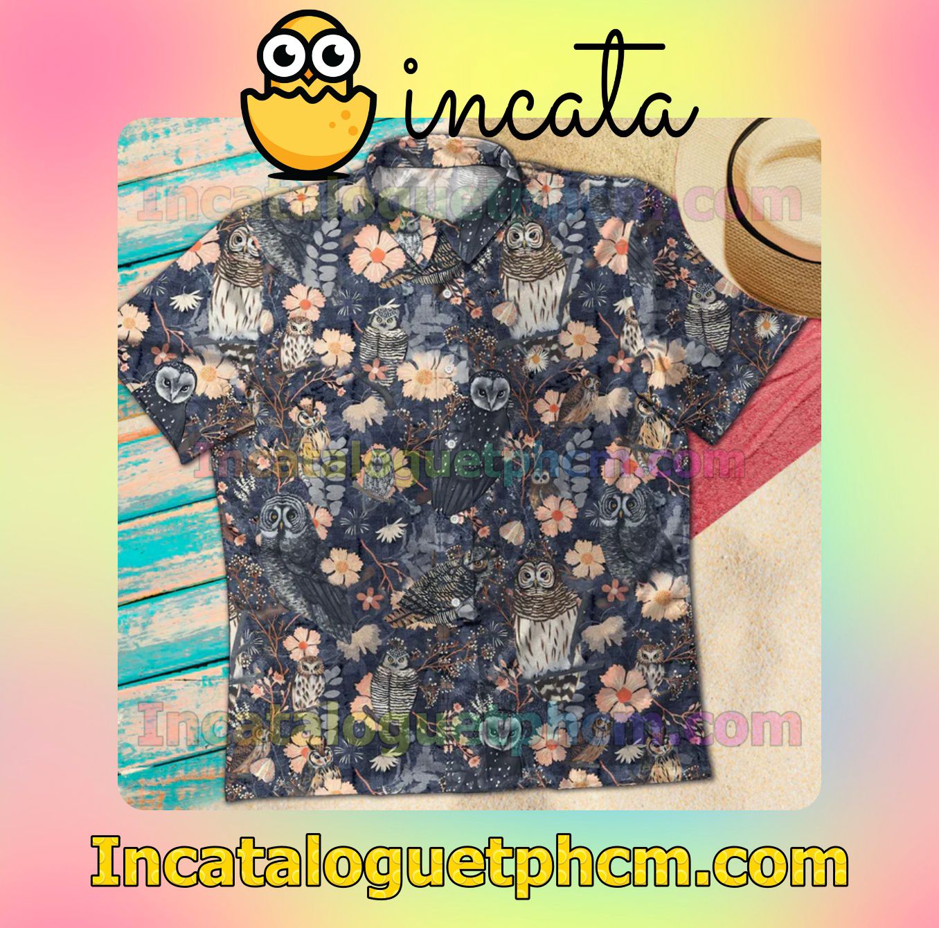 Review Owl On A Branch Floral Men Short Sleeve Shirt