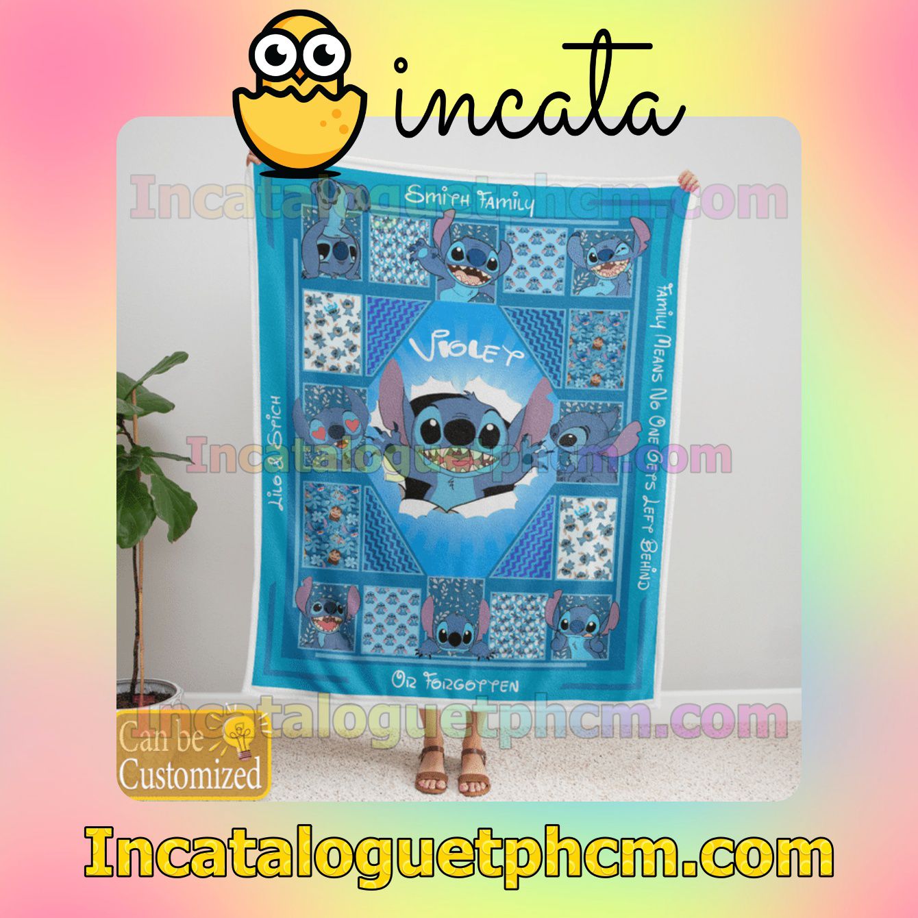 Personalized Cute Stich Quilt