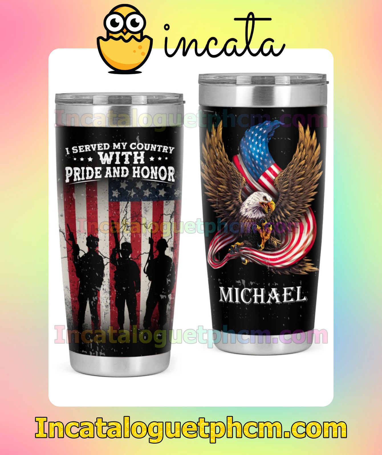 Rating Personalized I Served My Country With Pride And Honor American Flag Veteran And Eagle Mug Tumbler
