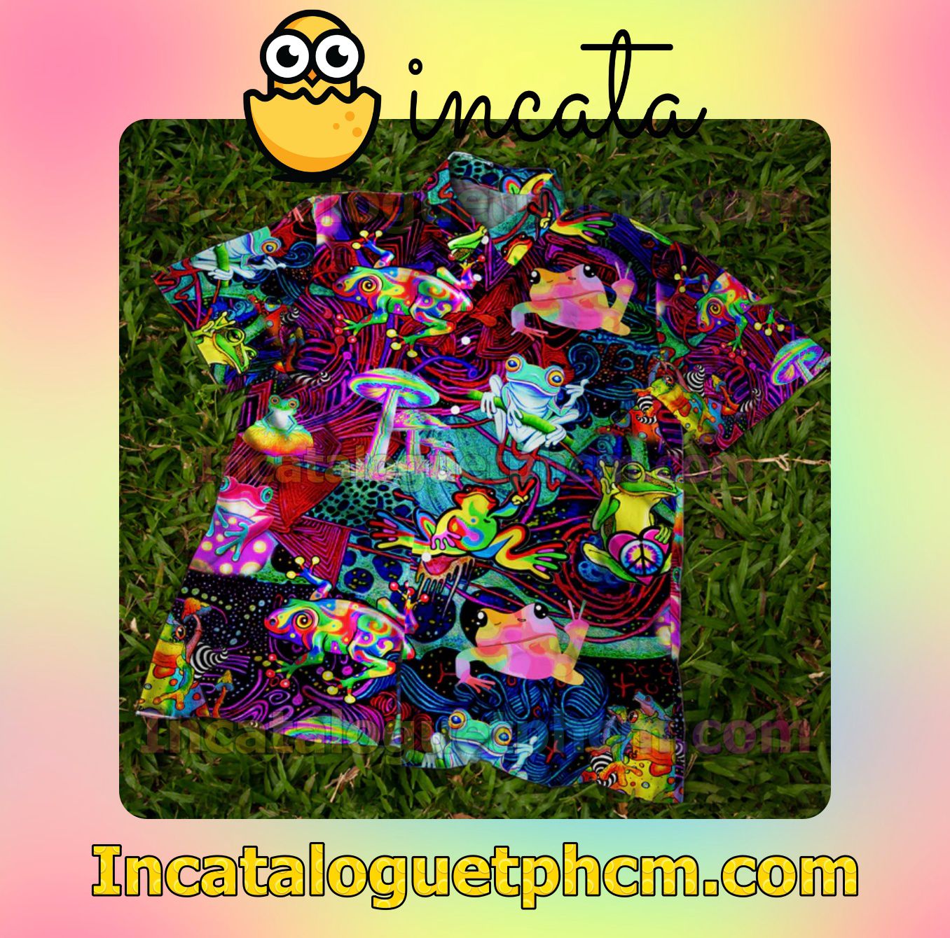 Father's Day Gift Psychedelic Frog Mushroom Hippie Men Short Sleeve Shirt
