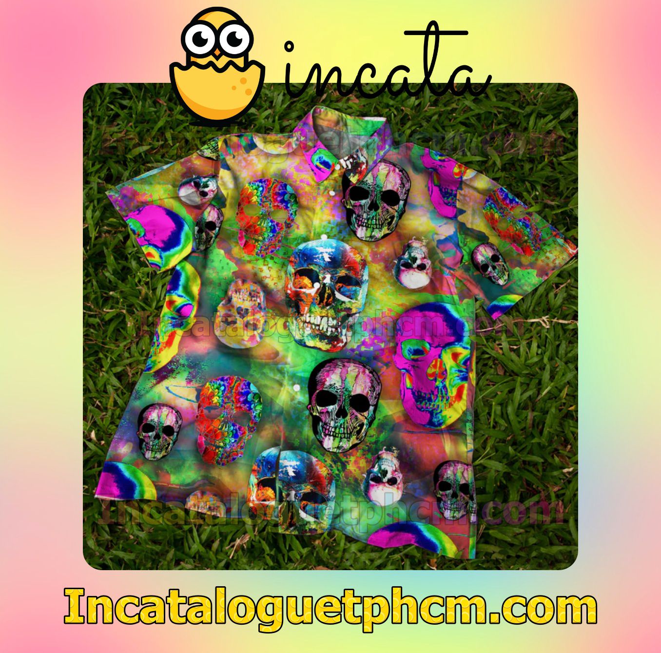 Psychedelic Skull Trippy Men Short Sleeve Shirt